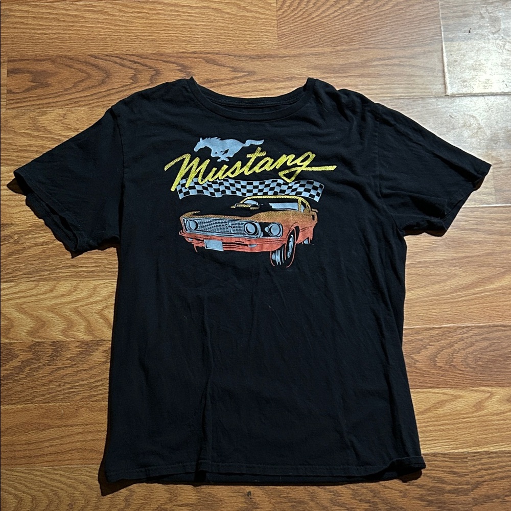 Ford Mustang Black Tee with Graphic Print